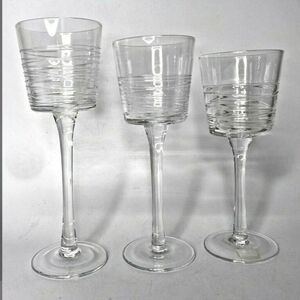 Retired Partylite Clear Lines Stemmed Trio - P90597